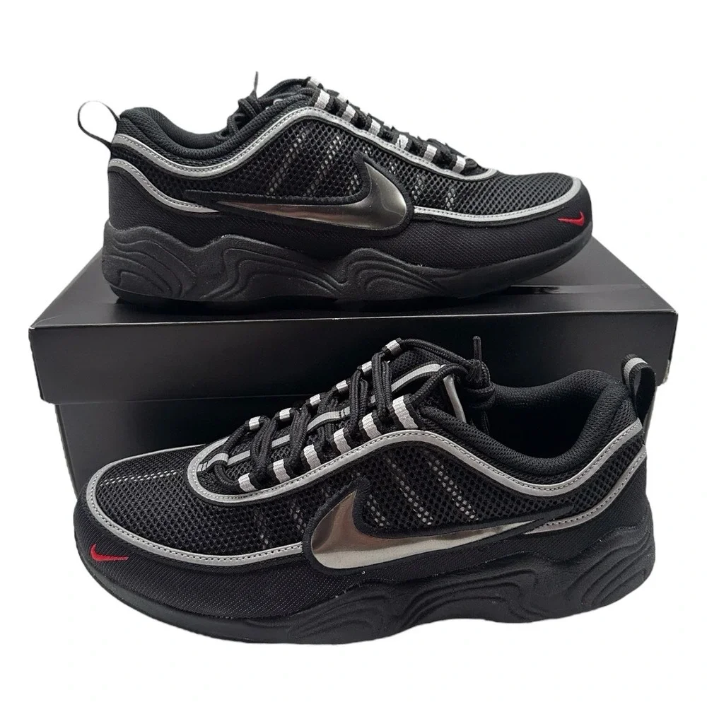 Nike Air Zoom Spiridon SP Shoes Size Mens 7‎ Womens 8.5 Black/Metallic Silver